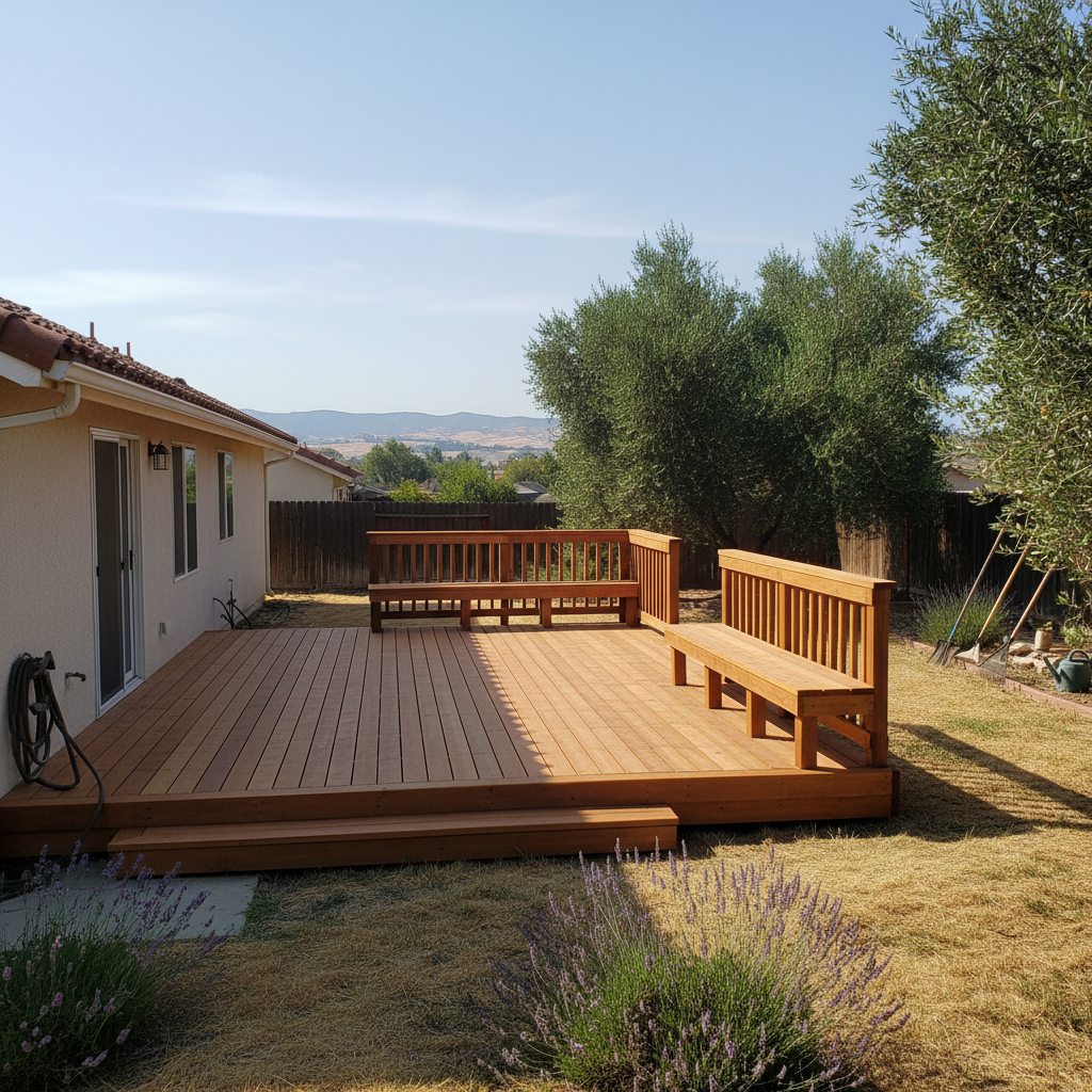 Completed deck repair work at a residential property in Fresno, CA