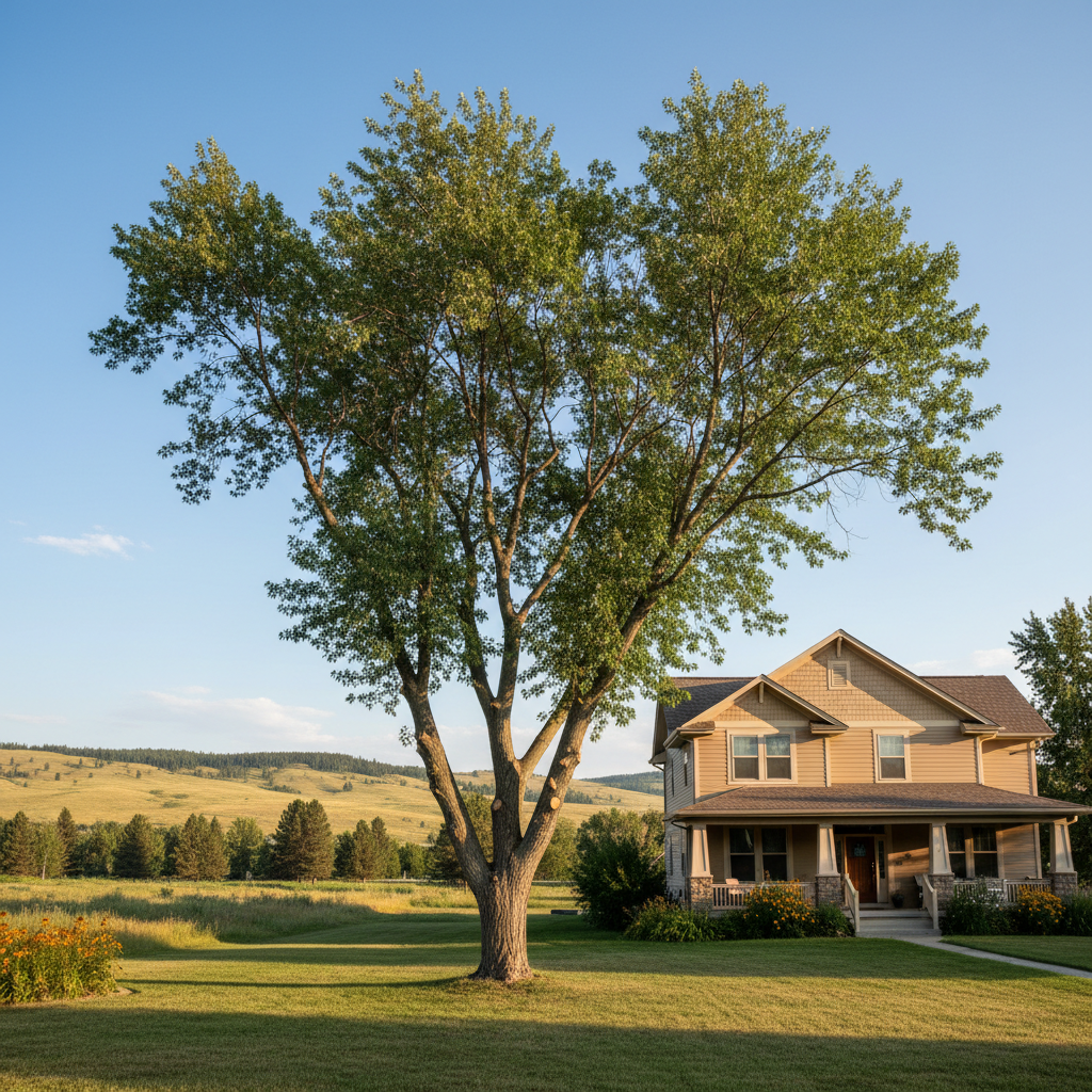 Completed tree pruning work at a residential property in Laurel, MT