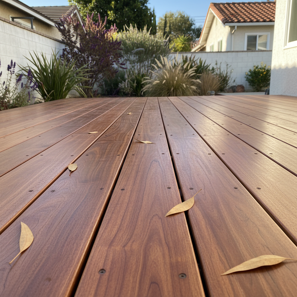Completed deck construction work at a residential property in Hawthorne, CA