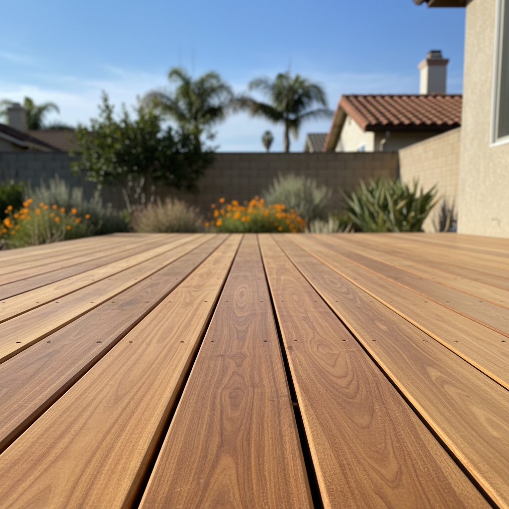 Completed deck construction work at a residential property in Inglewood, CA
