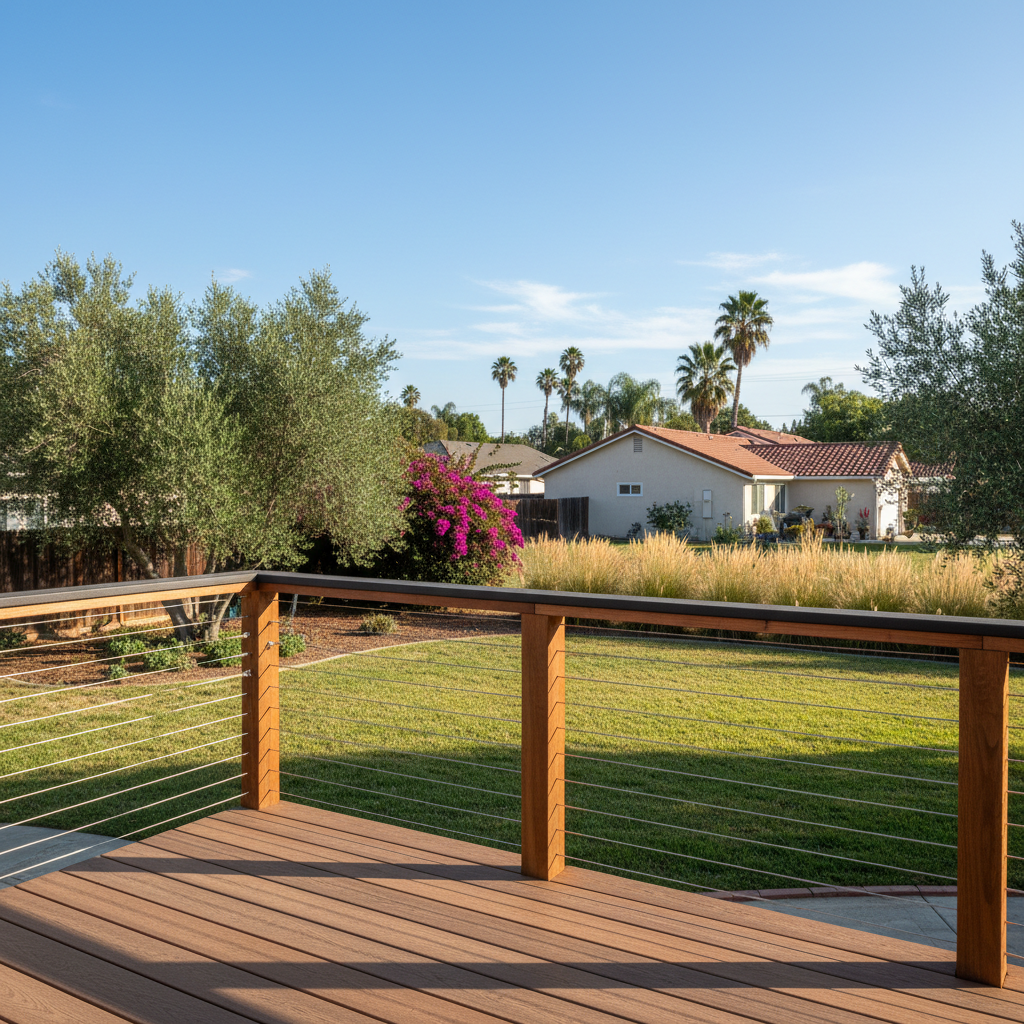 Completed deck railing installation work at a residential property in Modesto, CA
