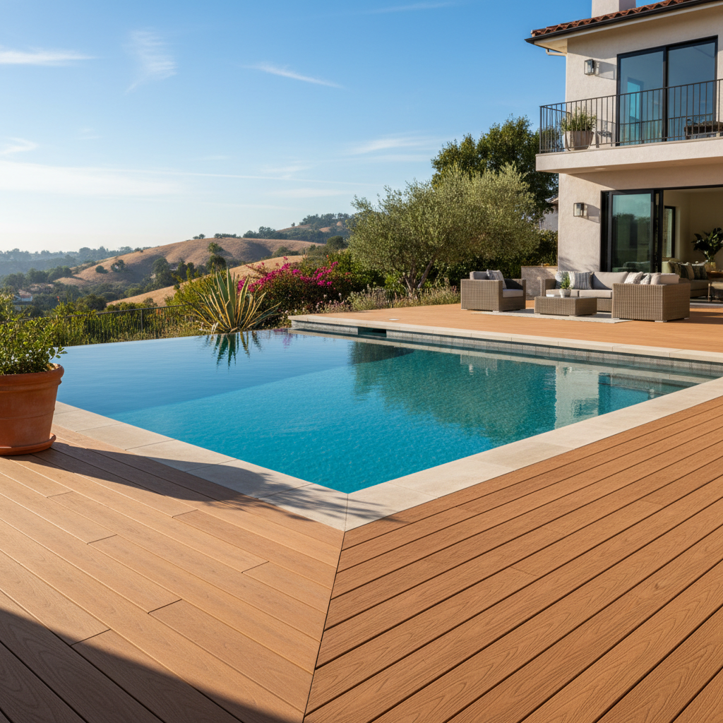 Completed pool decks work at a residential property in Los Angeles, CA