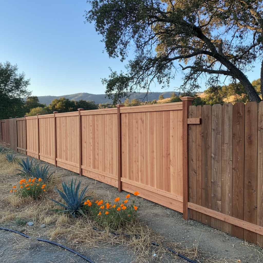 Completed fence repair work at a residential property in Benicia, CA