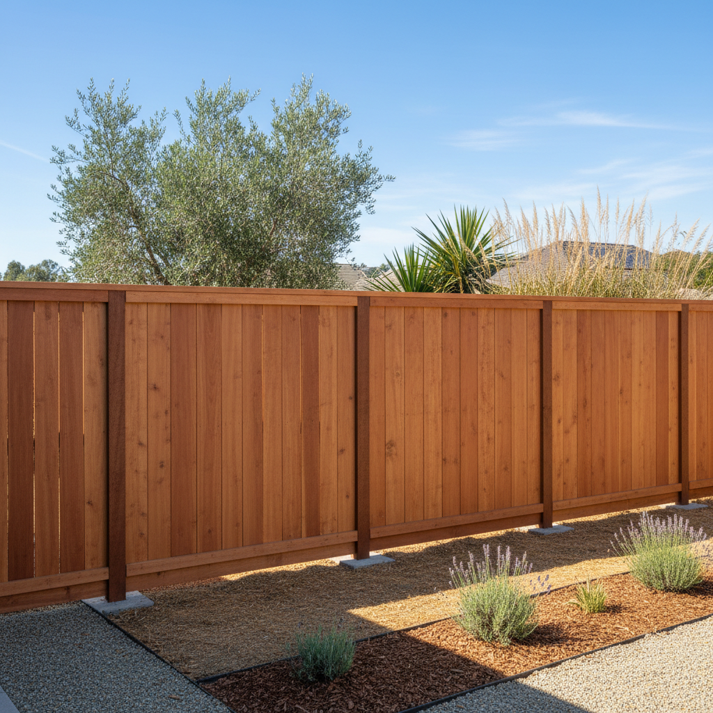 Completed privacy fence installation work at a residential property in Benicia, CA