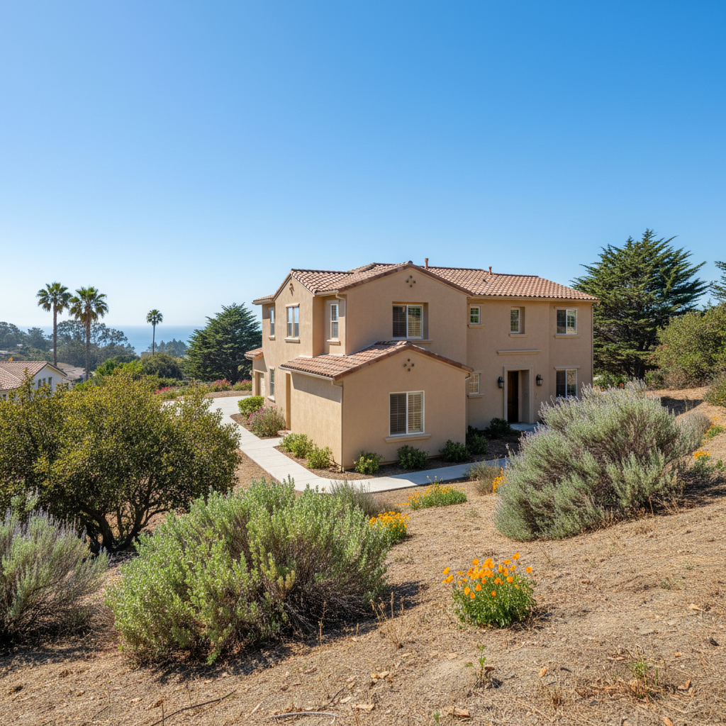 Completed stucco installation work at a residential property in Santa Cruz, CA