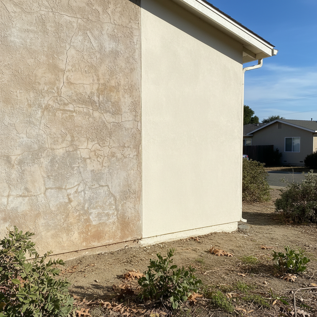 Completed stucco replacement work at a residential property in San Leandro, CA