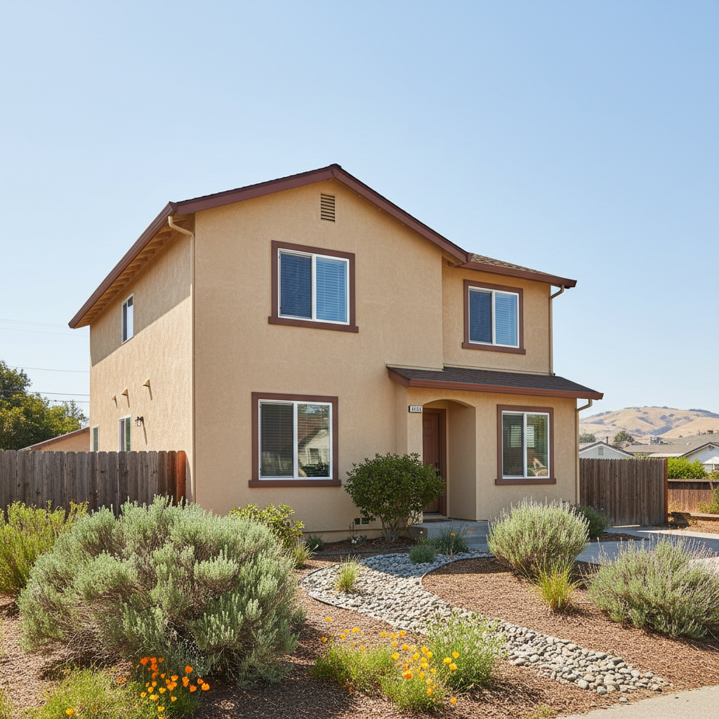 Completed stucco installation work at a residential property in San Leandro, CA