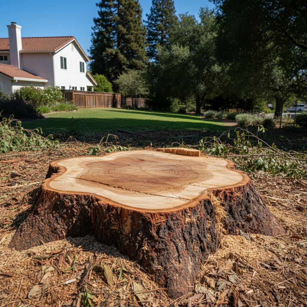 Completed tree removal work at a residential property in Hayward, CA