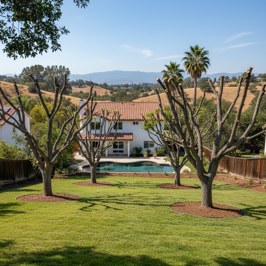 Completed tree trimming work at a residential property in Whittier, CA