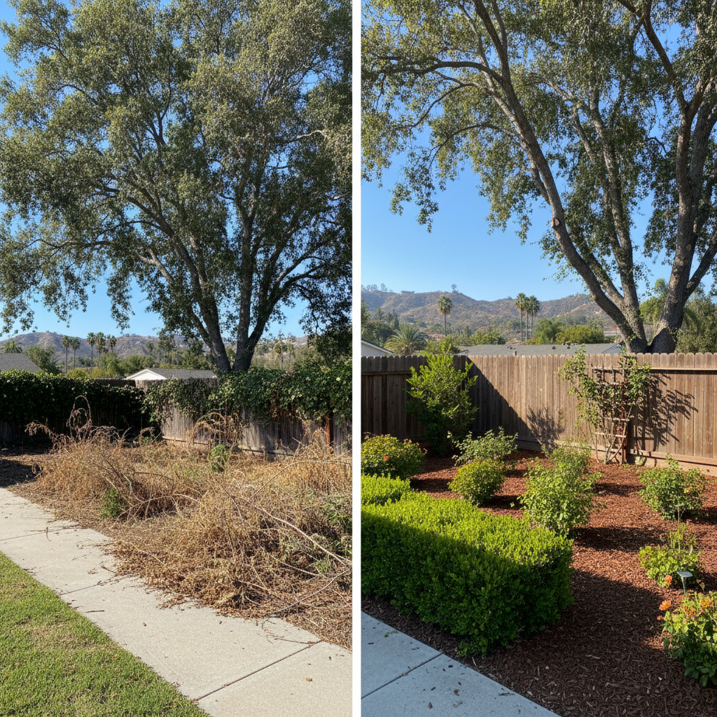 Completed shrub & bush trimming work at a residential property in Pasadena, CA
