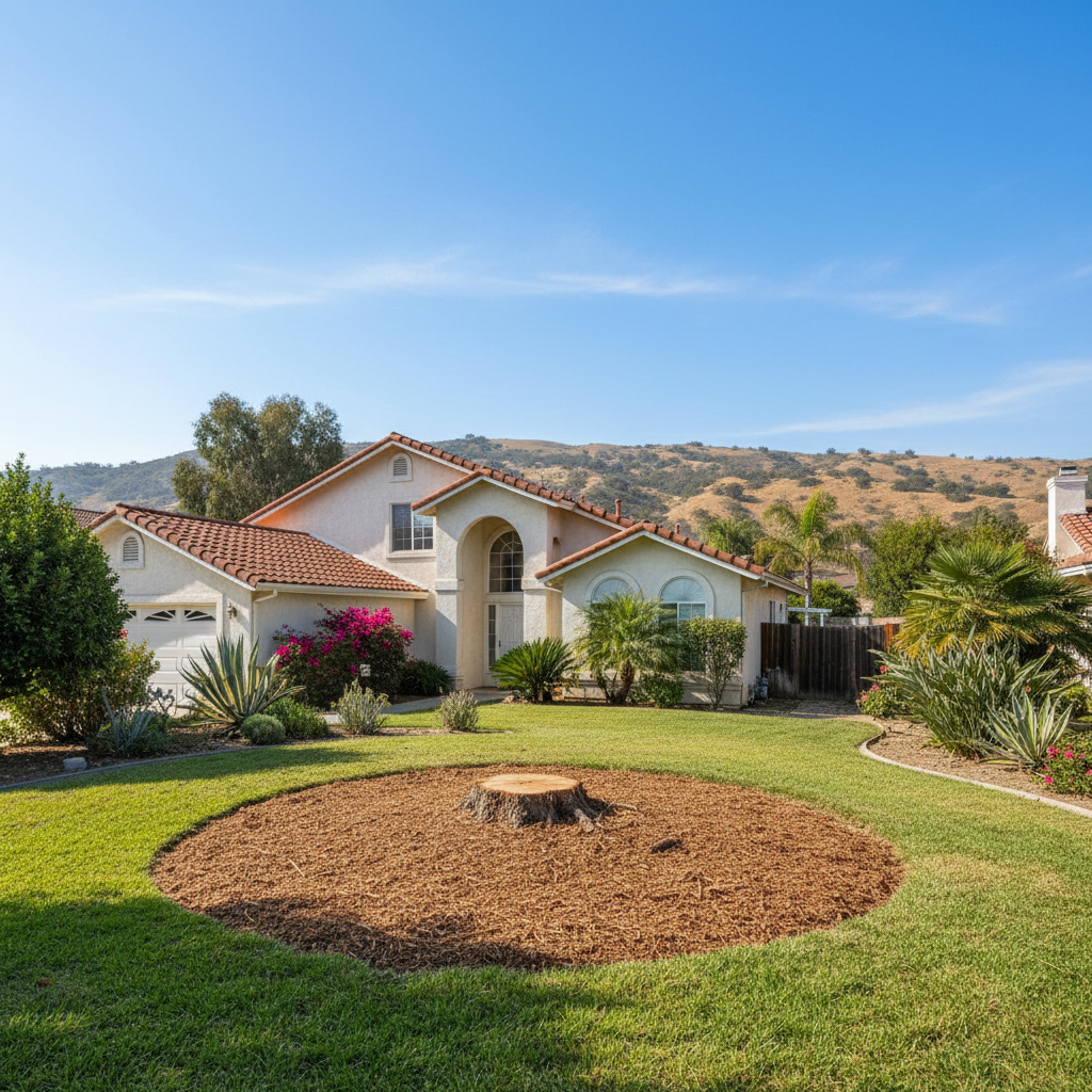 Completed tree removal work at a residential property in Irvine, CA