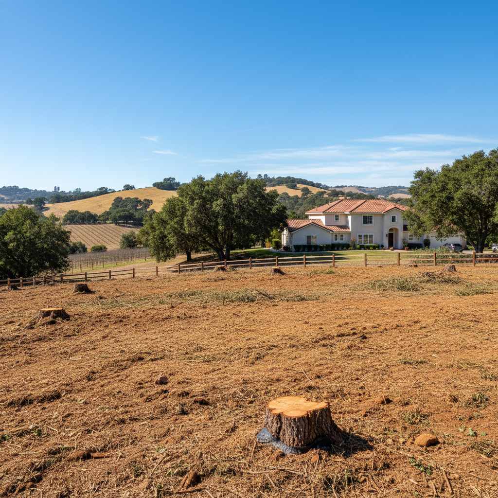 Completed land clearing work at a residential property in Napa, CA