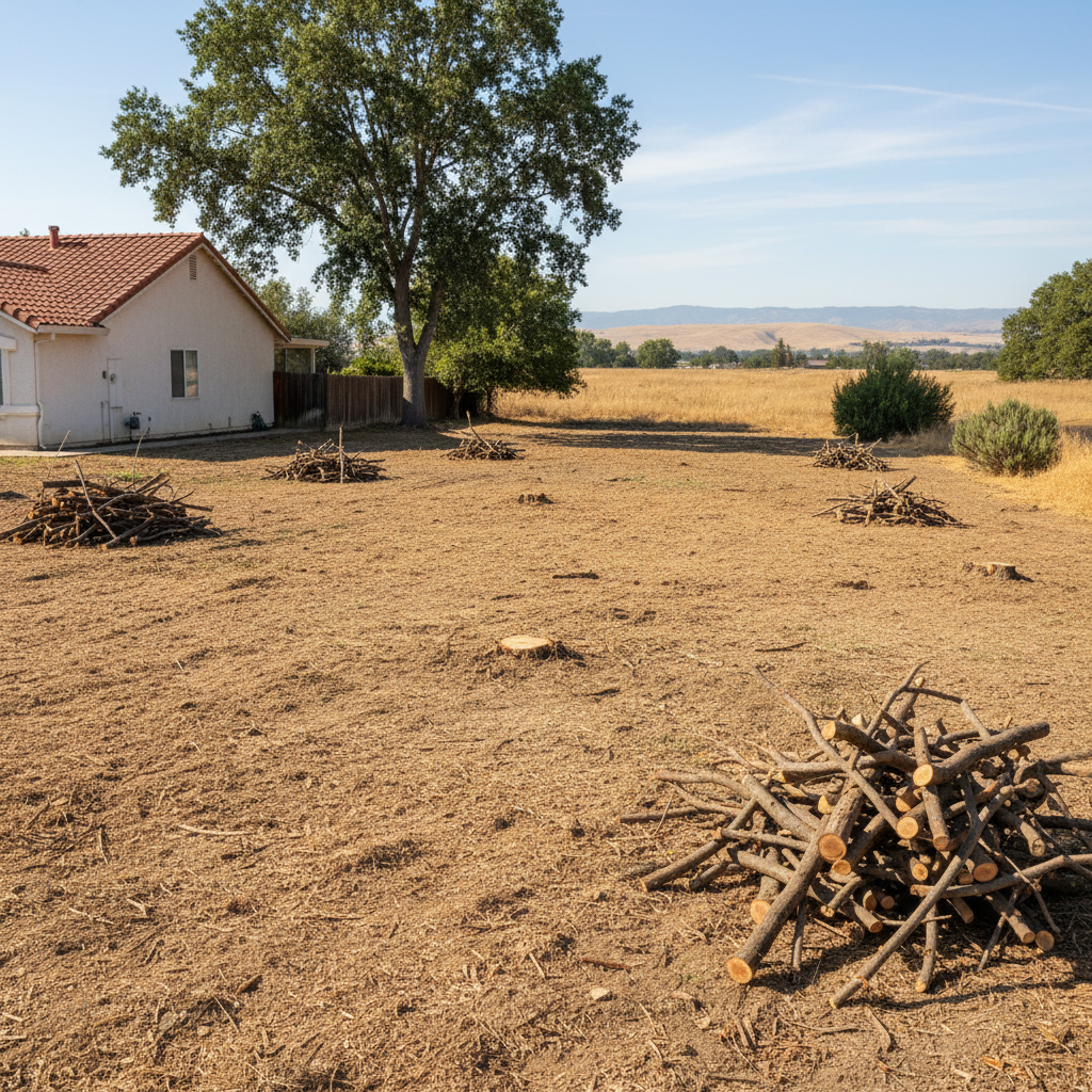 Completed lot clearing work at a residential property in Atwater, CA