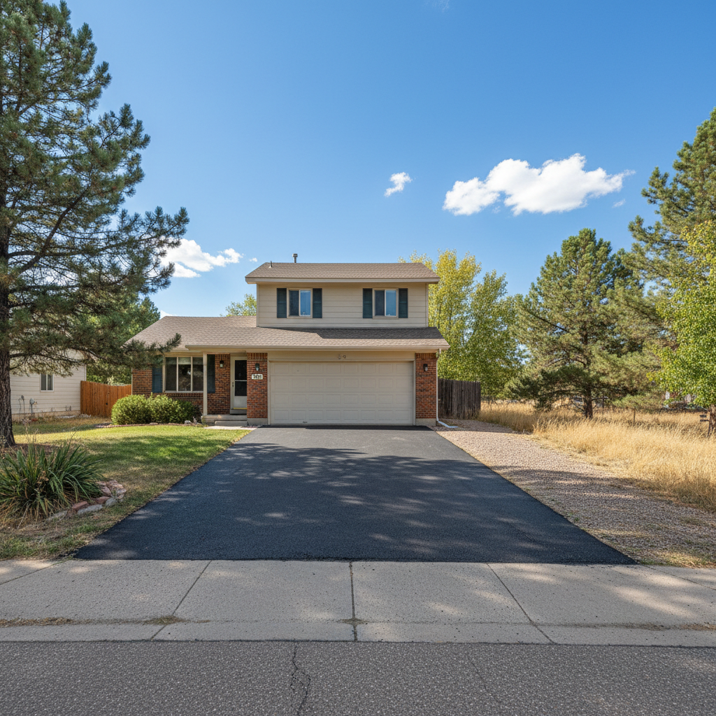 Completed asphalt patching work at a residential property in Aurora, CO