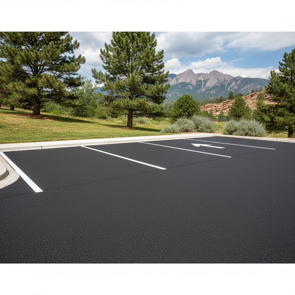 Completed asphalt striping work at a residential property in Boulder, CO