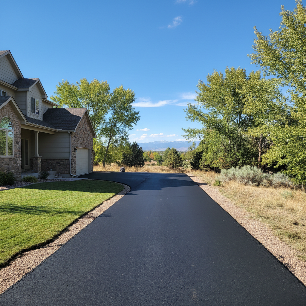 Completed asphalt paving work at a residential property in Aurora, CO