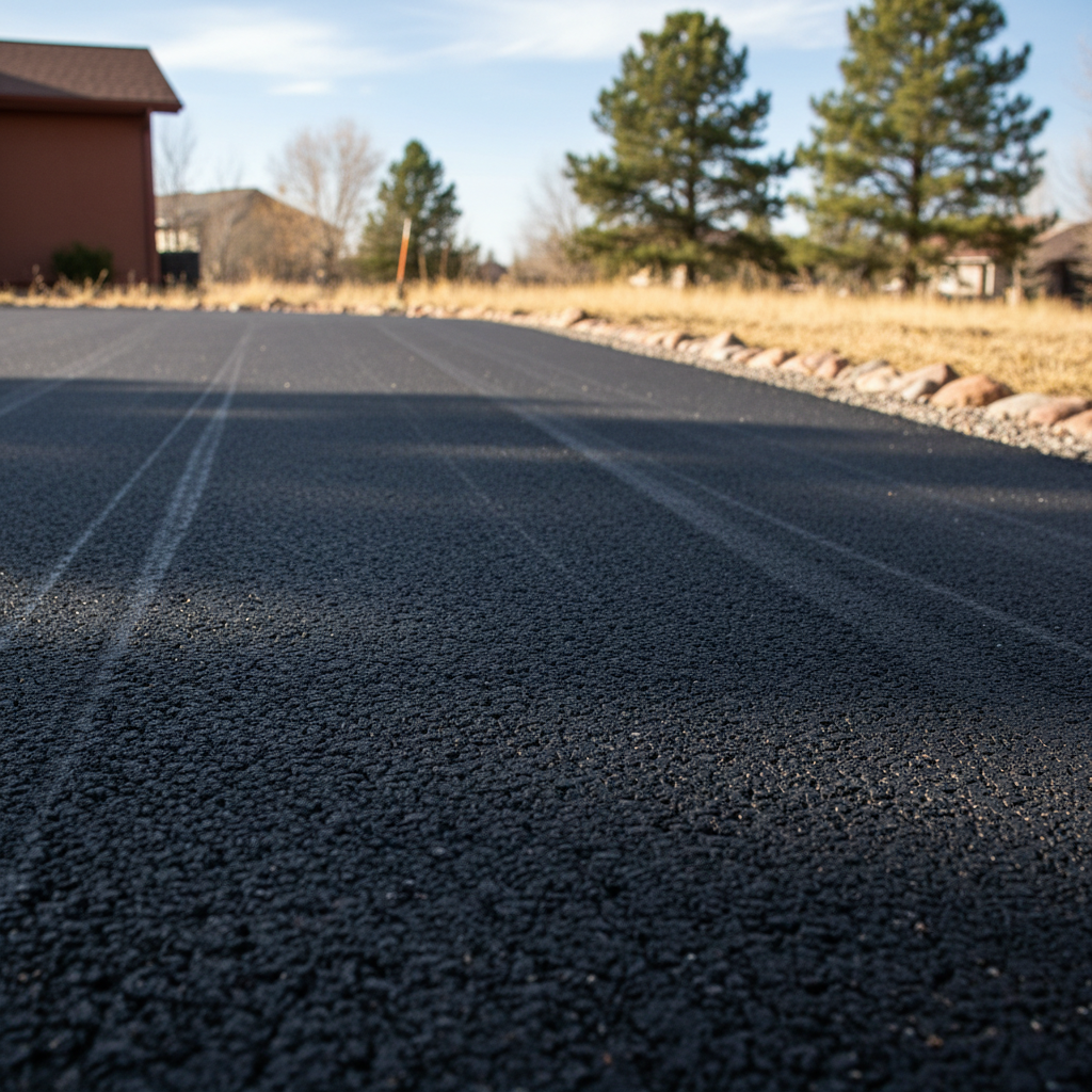 Completed driveway paving work at a residential property in Lafayette, CO