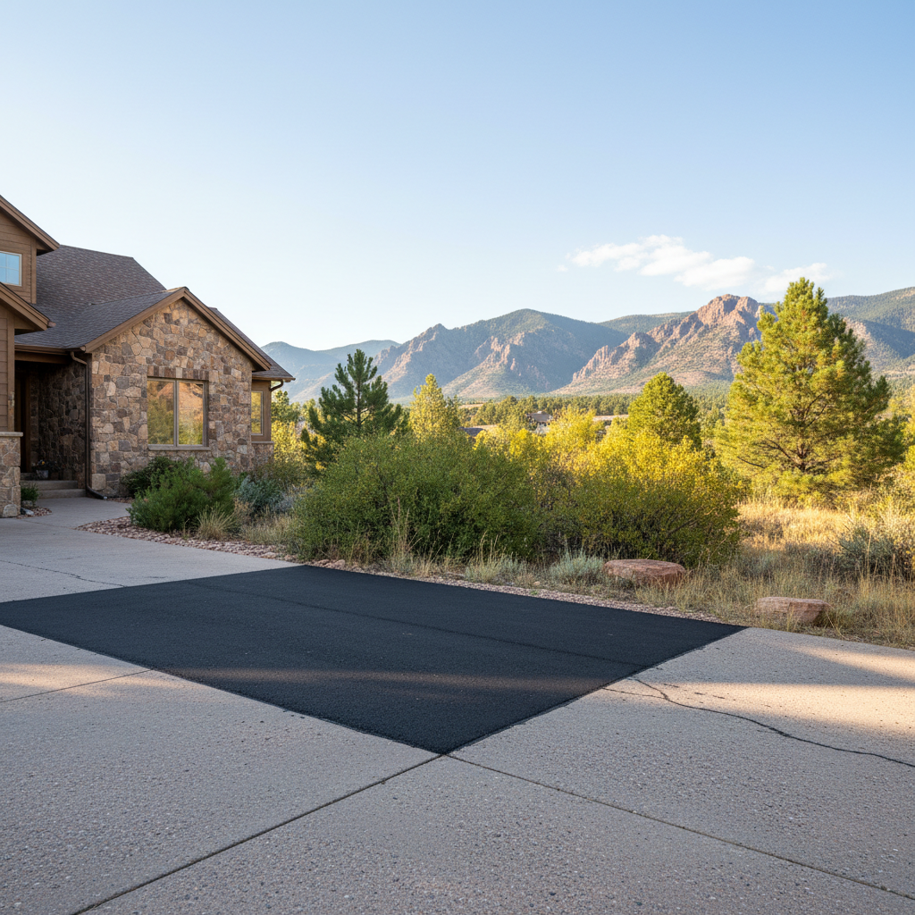 Completed asphalt patching work at a residential property in Boulder, CO