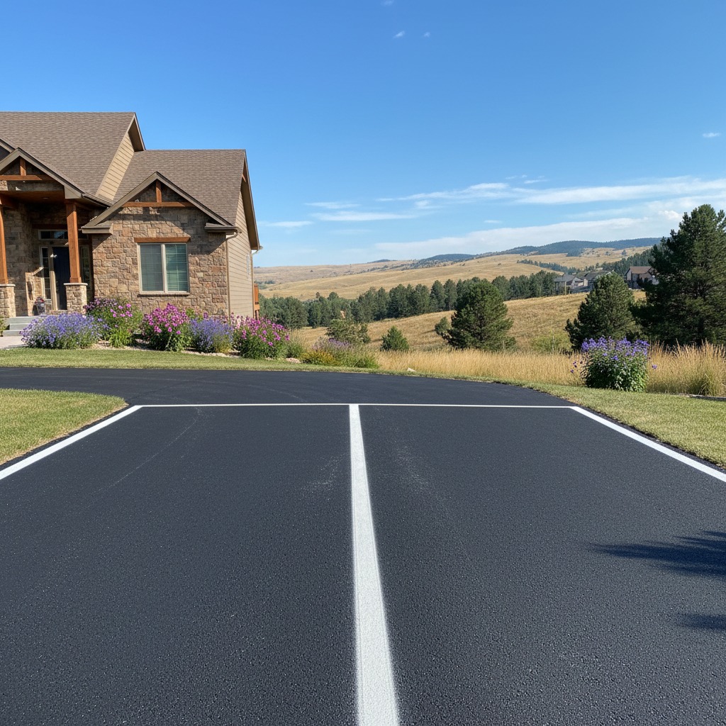 Completed asphalt striping work at a residential property in Lafayette, CO