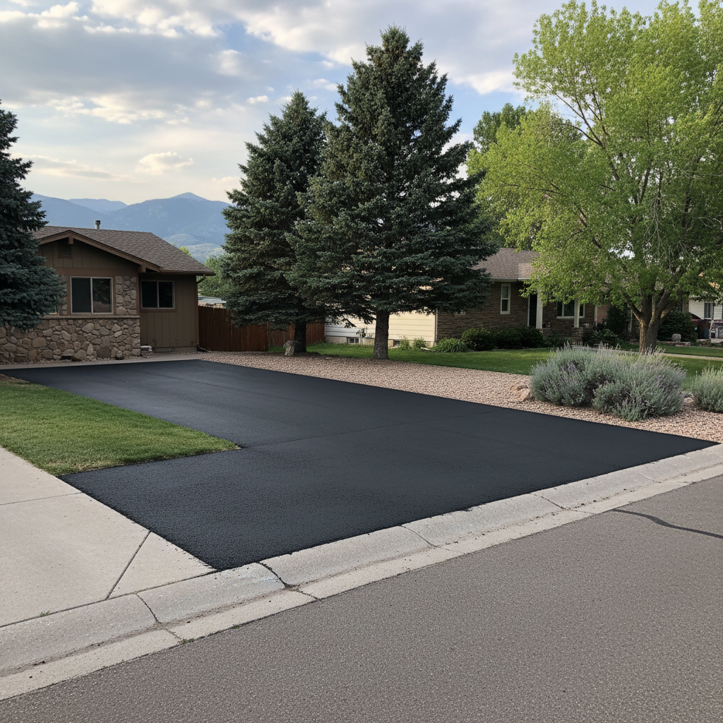 Completed asphalt repair work at a residential property in Lafayette, CO