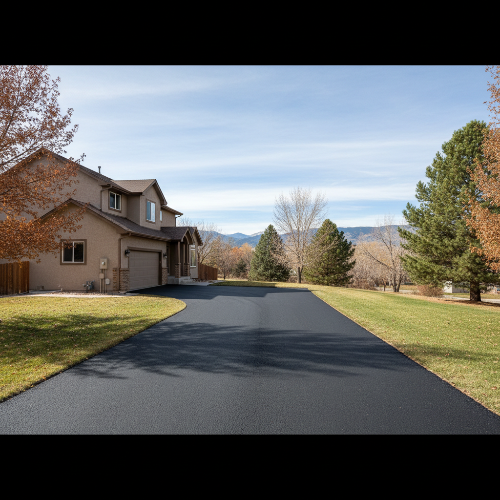 Completed asphalt paving work at a residential property in Westminster, CO