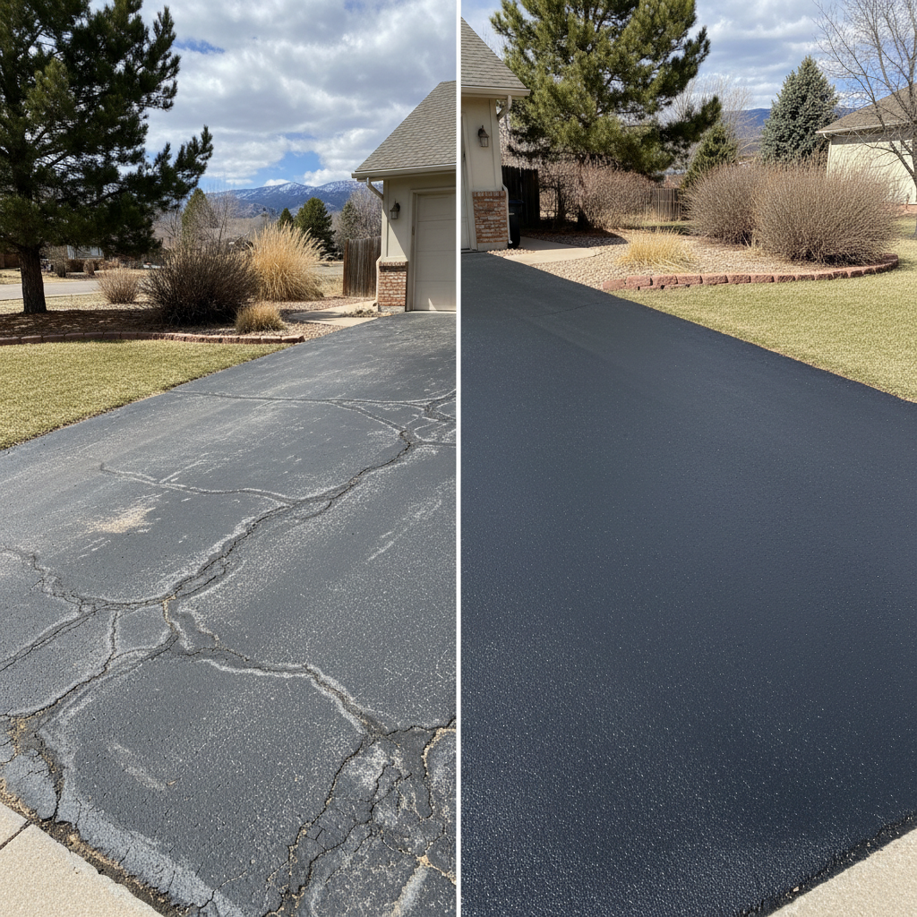Completed slurry coating work at a residential property in Fort Collins, CO