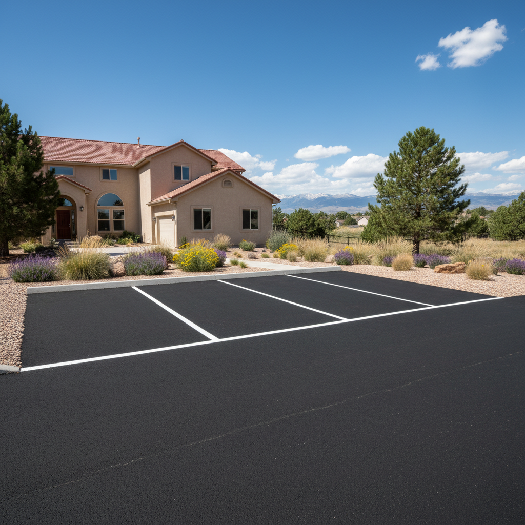 Completed asphalt striping work at a residential property in Westminster, CO