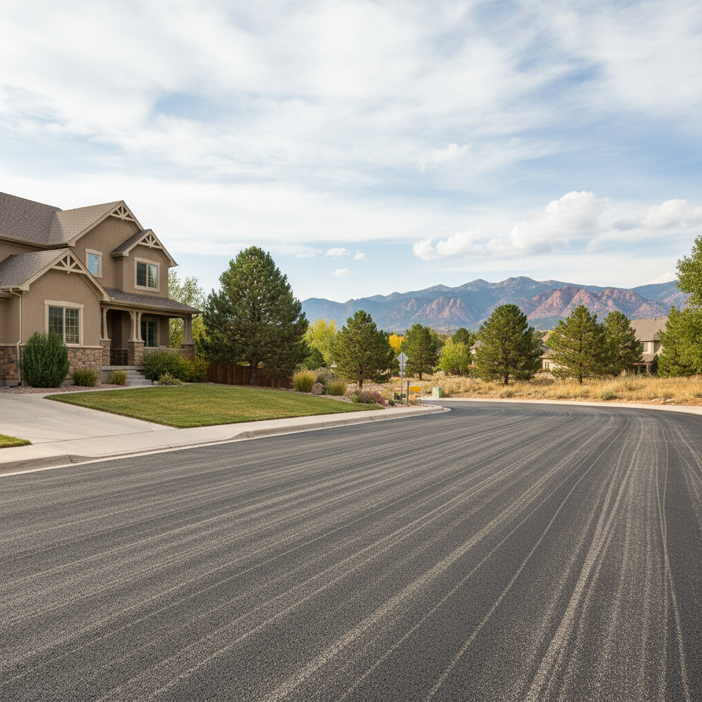 Completed asphalt milling work at a residential property in Colorado Springs, CO