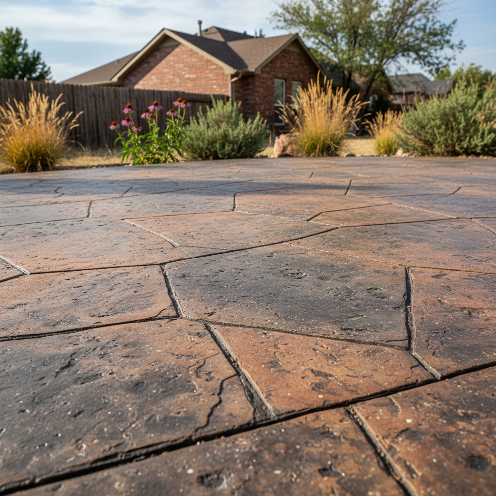 Completed decorative concrete work at a residential property in Aurora, CO