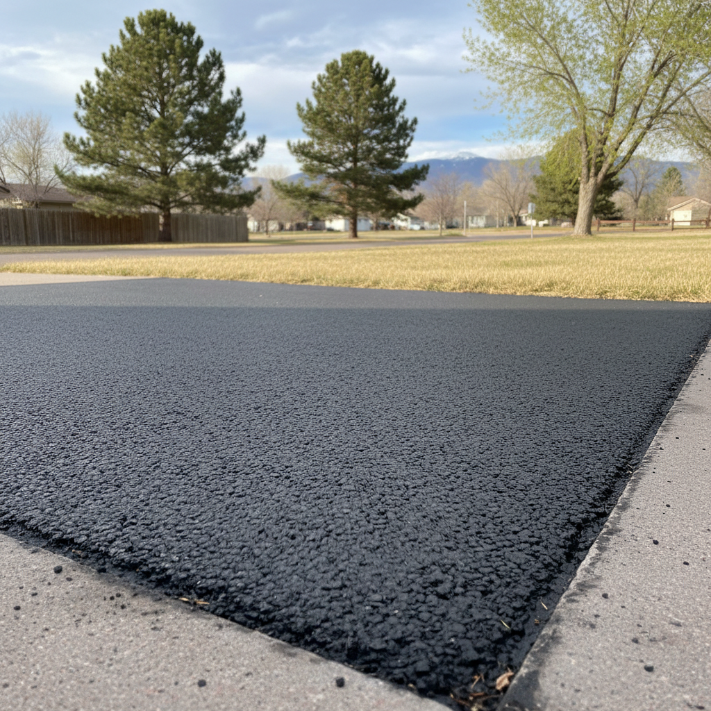 Completed asphalt patching work at a residential property in Westminster, CO