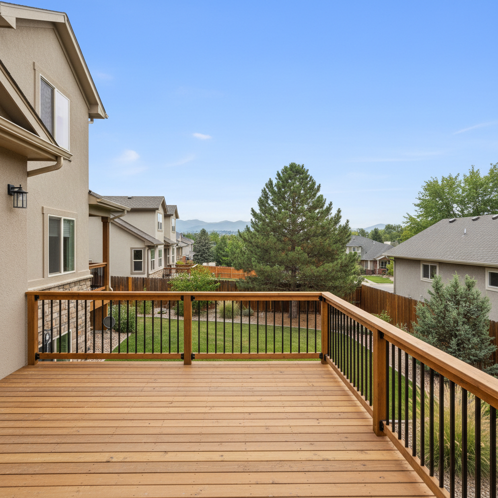 Completed deck railing installation work at a residential property in Denver, CO