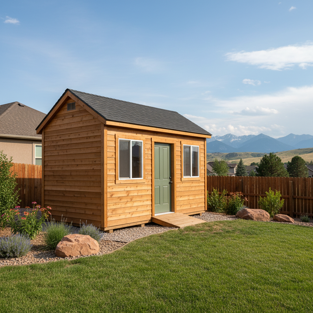 Completed custom shed design work at a residential property in Loveland, CO