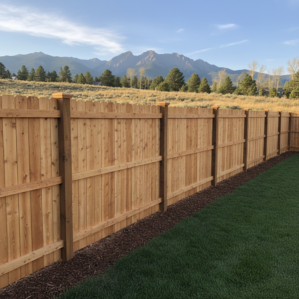 Completed privacy fence installation work at a residential property in Boulder, CO
