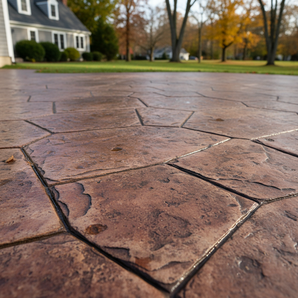 Completed decorative concrete work at a residential property in Hartford, CT