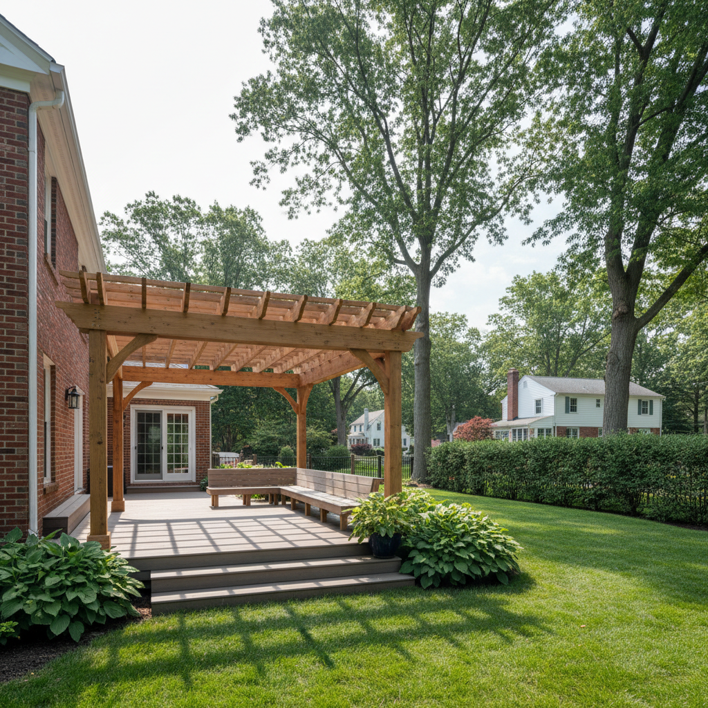 Completed pergola construction work at a residential property in New Haven, CT