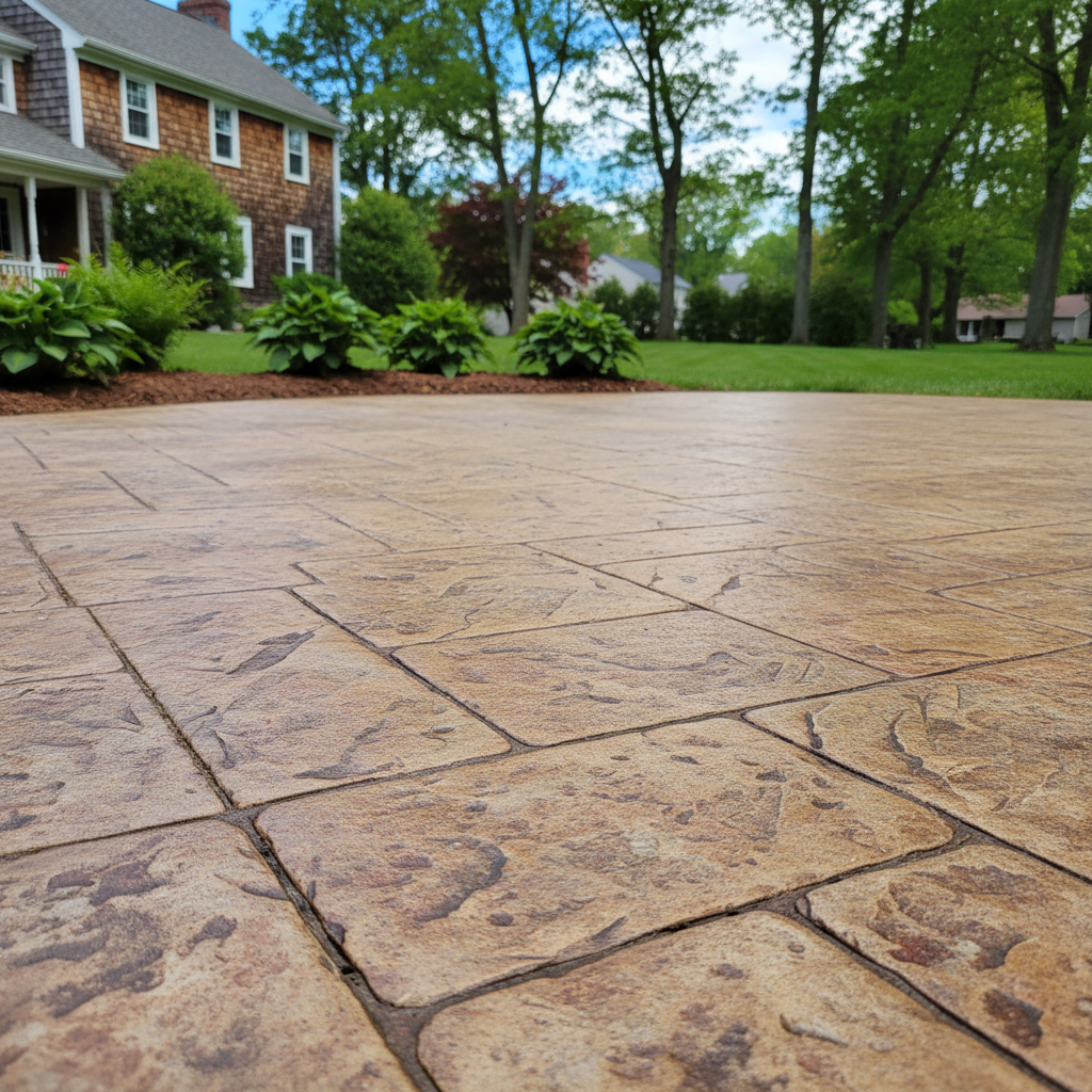 Completed decorative concrete work at a residential property in East Haven, CT