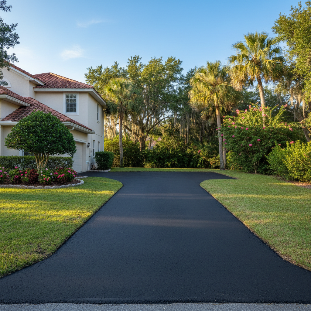 Completed residential asphalt work at a residential property in Jacksonville, FL