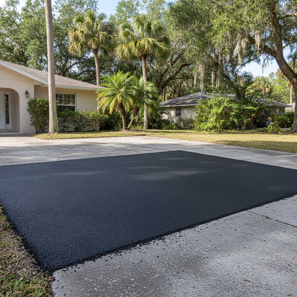 Completed asphalt patching work at a residential property in NEW PRT RCHY, FL