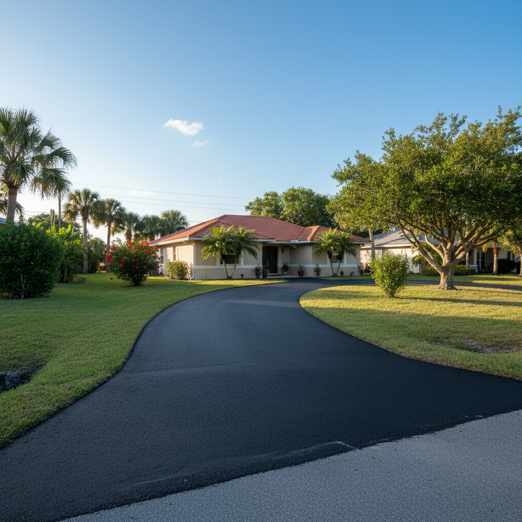 Completed residential asphalt work at a residential property in St James City, FL