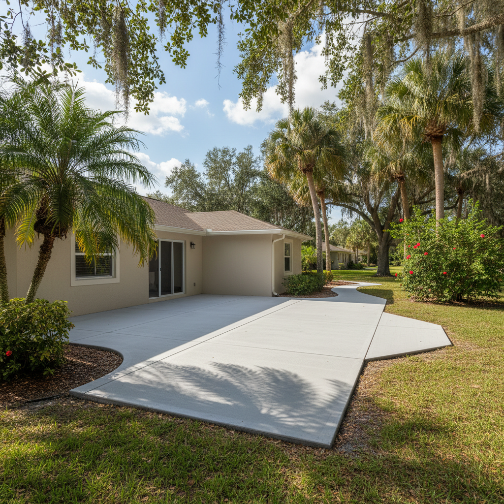 Completed concrete flatwork work at a residential property in Miramar, FL