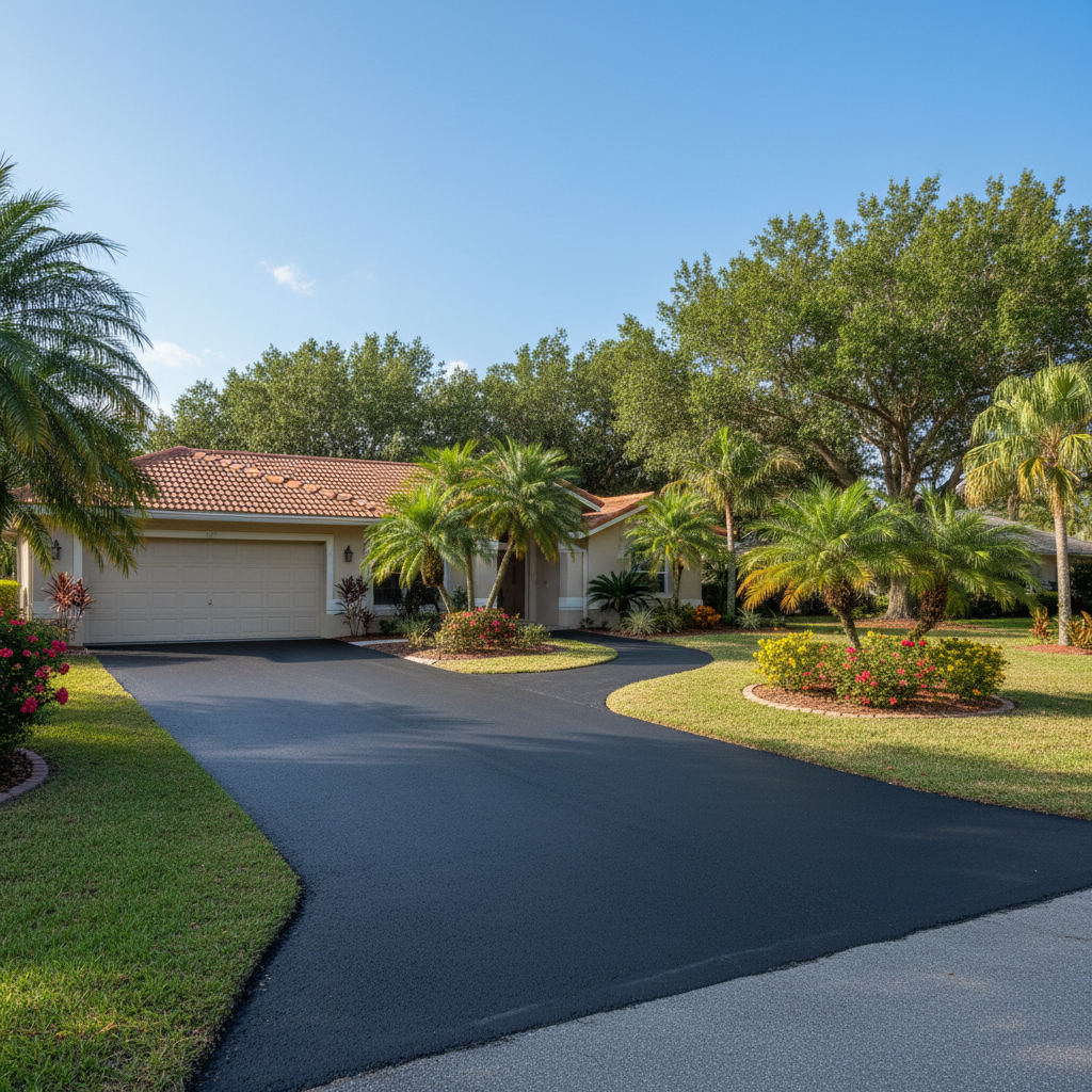 Completed asphalt paving work at a residential property in NEW PRT RCHY, FL