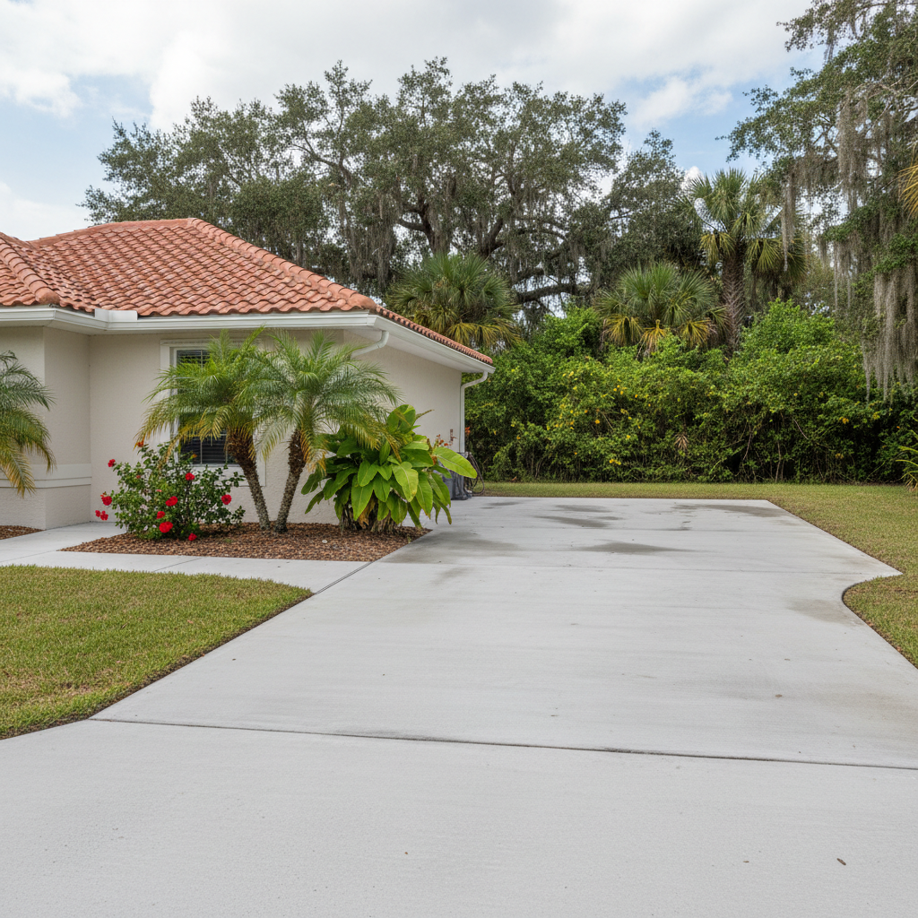 Completed concrete installation work at a residential property in Miramar, FL