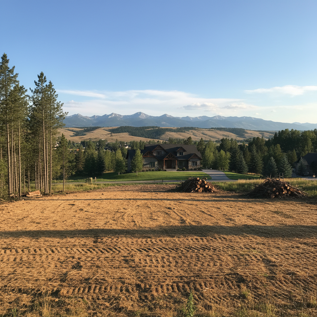 Completed land clearing work at a residential property in Bozeman, MT