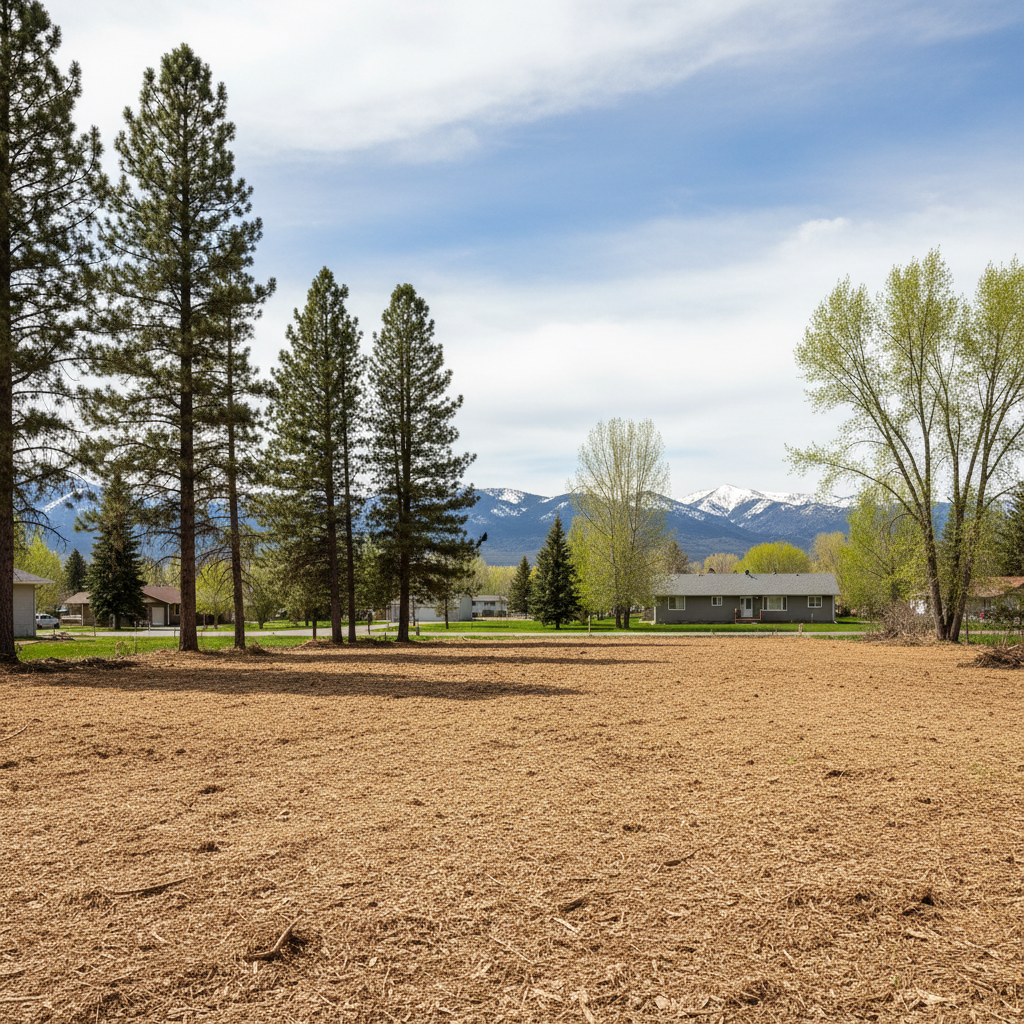 Completed lot clearing work at a residential property in Great Falls, MT