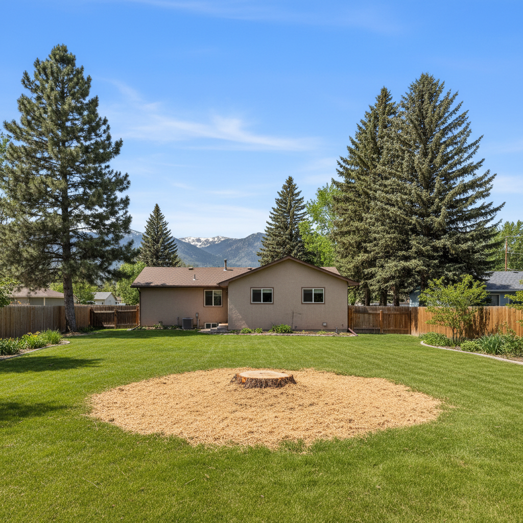 Completed tree removal work at a residential property in Missoula, MT