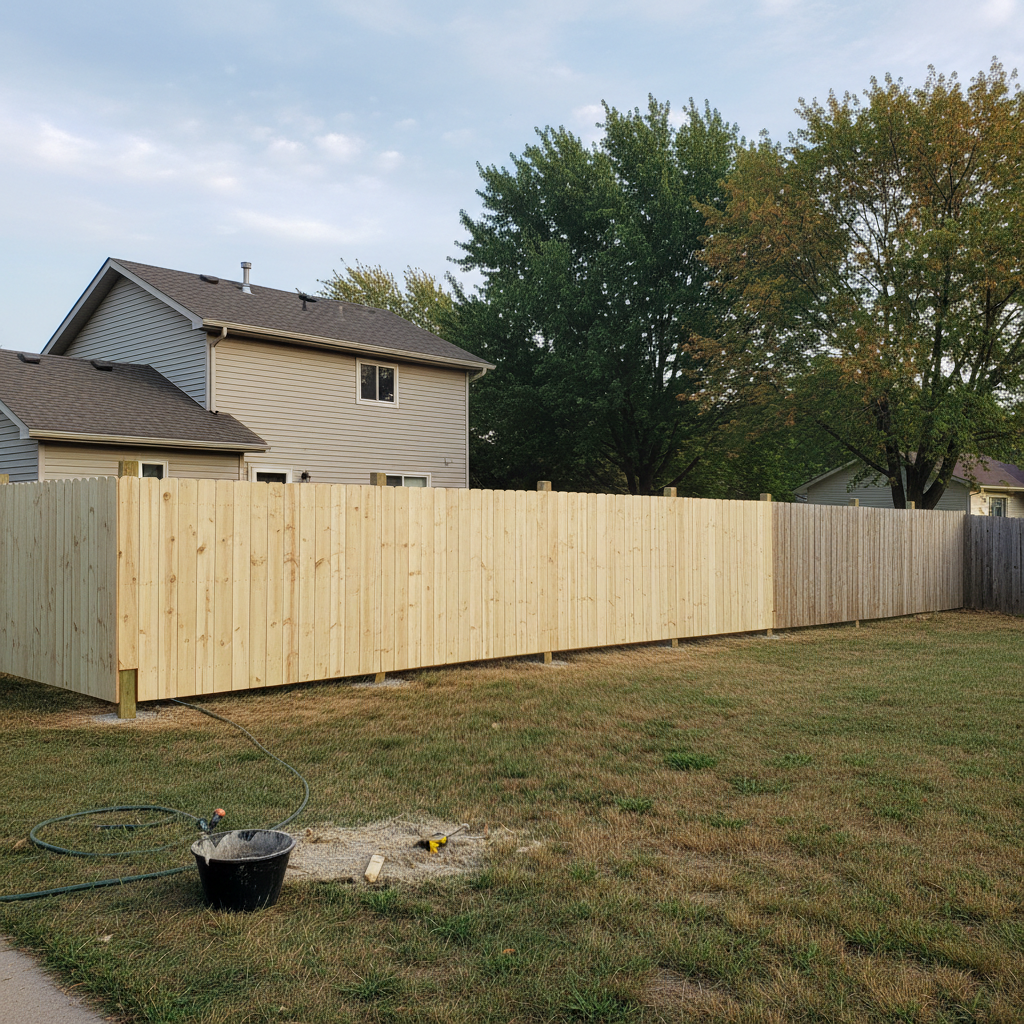 Completed fence repair work at a residential property in Omaha, NE