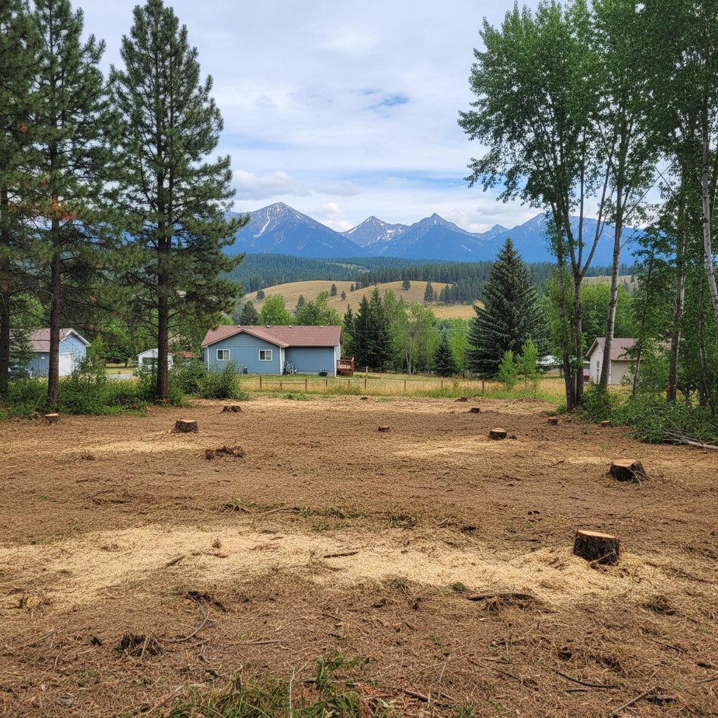 Completed lot clearing work at a residential property in Missoula, MT