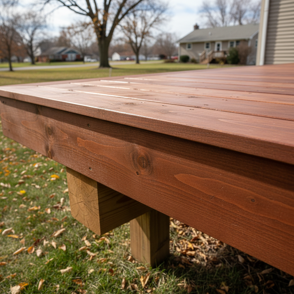 Completed deck construction work at a residential property in Bellevue, NE