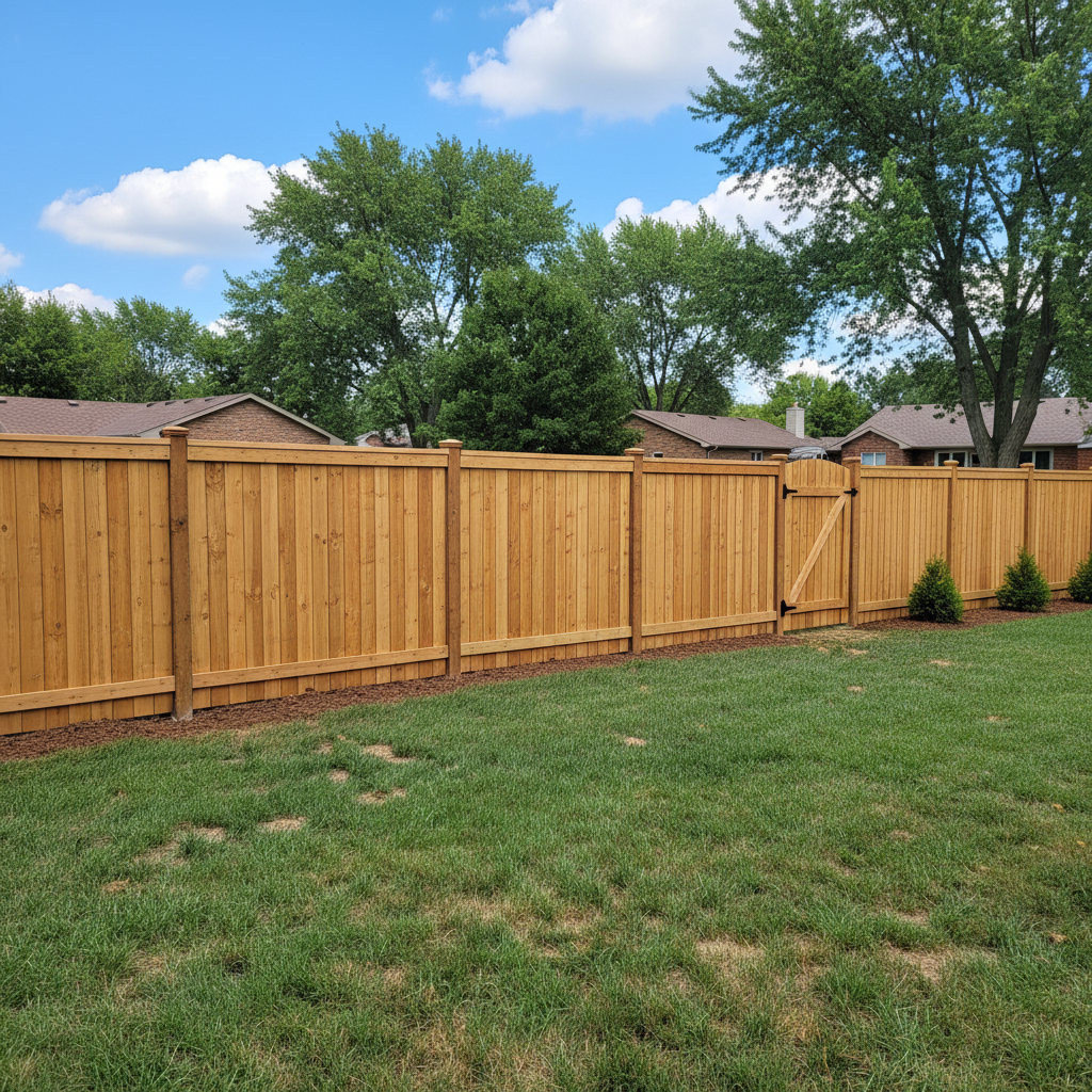 Completed privacy fence installation work at a residential property in Omaha, NE