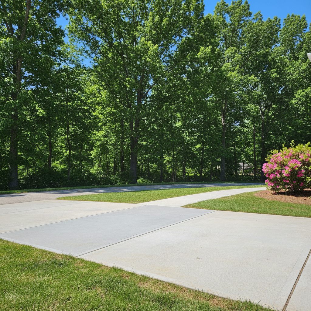Completed concrete repair work at a residential property in Durham, NC
